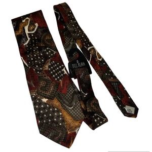 Bill Blass Men’s Silk Brown Patchwork Neck Tie